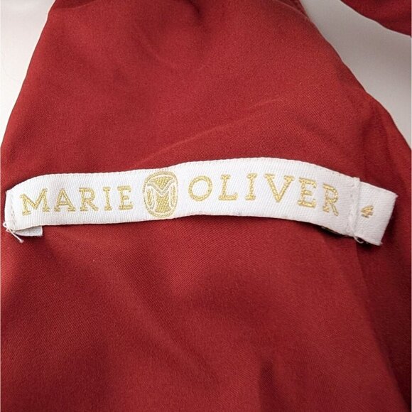 Marie Oliver Gabbie Tiered Dress Womens Size 4 V Neck Clay Brick Red Sleeveless - Picture 4 of 11